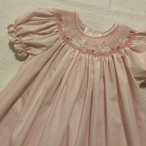 Rosalina Collections Pink Embroidered Easter Bunny Baby Dress